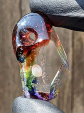 Load image into Gallery viewer, faceted rainbow glass pendant with metatrons cube