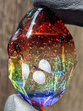 Load image into Gallery viewer, faceted rainbow glass pendant with metatrons cube
