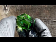 Load and play video in Gallery viewer, green glass with blue geometrical dichroic pattern