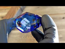 Load and play video in Gallery viewer, fully faceted sapphire glass with orange butterfly milliefiore w opal slab and metatrons cube