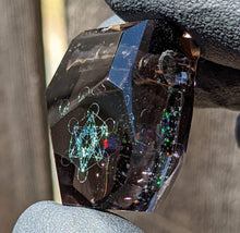 Load image into Gallery viewer, grey glass with sacred geometry pendant