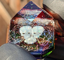Load image into Gallery viewer, rainbow glass geometrical patterns with skull opal