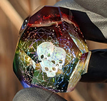 Load image into Gallery viewer, rainbow glass geometrical patterns with skull opal