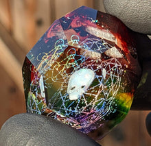Load image into Gallery viewer, rainbow glass geometrical patterns with skull opal