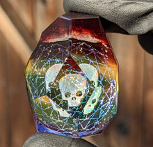 Load image into Gallery viewer, rainbow glass geometrical patterns with skull opal