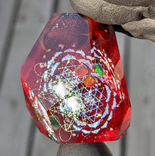 Load image into Gallery viewer, red glass sacred geometry pendant