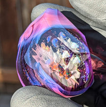 Load image into Gallery viewer, white glass flower with geometrical pattern and opals