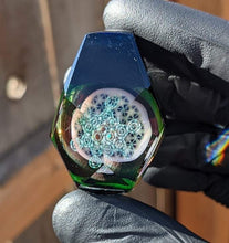 Load image into Gallery viewer, faceted pendant with millifiore coin and sacred geometry