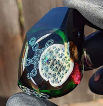 Load image into Gallery viewer, faceted pendant with millifiore coin and sacred geometry