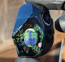 Load image into Gallery viewer, earthly planet with flower of life and opal moon glass pendant