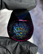 Load image into Gallery viewer, multi colored dichroic metatrons with fire opals facet pendant