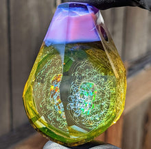 Load image into Gallery viewer, fully faceted UV glass with skull opal and sacred geometries pendant