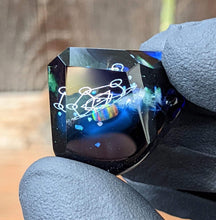 Load image into Gallery viewer, faceted glass blue mini pendant with sacred geometry