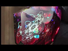 Load and play video in Gallery viewer, gold amethyst glass pendant with metatrons cube