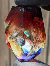 Load image into Gallery viewer, fully faceted double layer metatrons cubes rainbow color fade pendant
