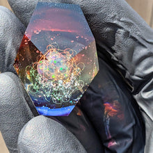 Load image into Gallery viewer, fully faceted double layer metatrons cubes rainbow color fade pendant
