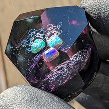 Load image into Gallery viewer, fully faceted double metatrons cube pendant with opal inlay
