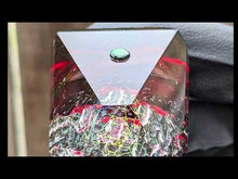 Load and play video in Gallery viewer, moldivite meteorite with sacred geometry and opal inlay faceted pendant
