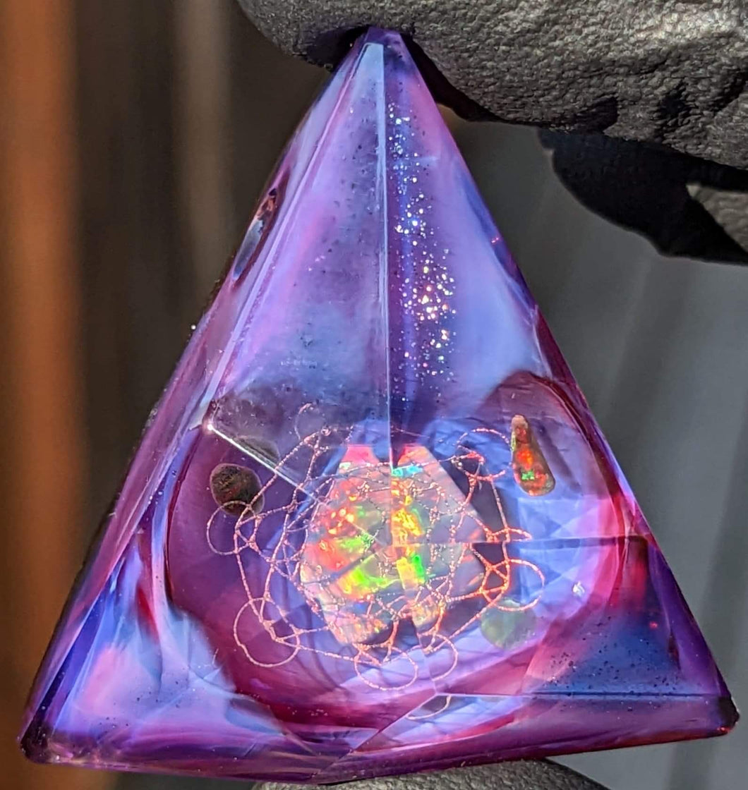 purple glass triangle pendant