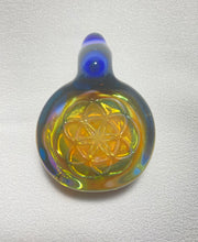 Load image into Gallery viewer, gold fumed seed of life glass pendant
