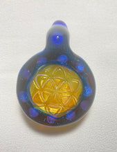 Load image into Gallery viewer, gold fumed seed of life glass pendant
