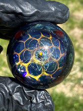 Load image into Gallery viewer, golden honeycomb sacred geometry marble
