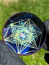 Load image into Gallery viewer, sparkly geometrical art in a sphere with opals
