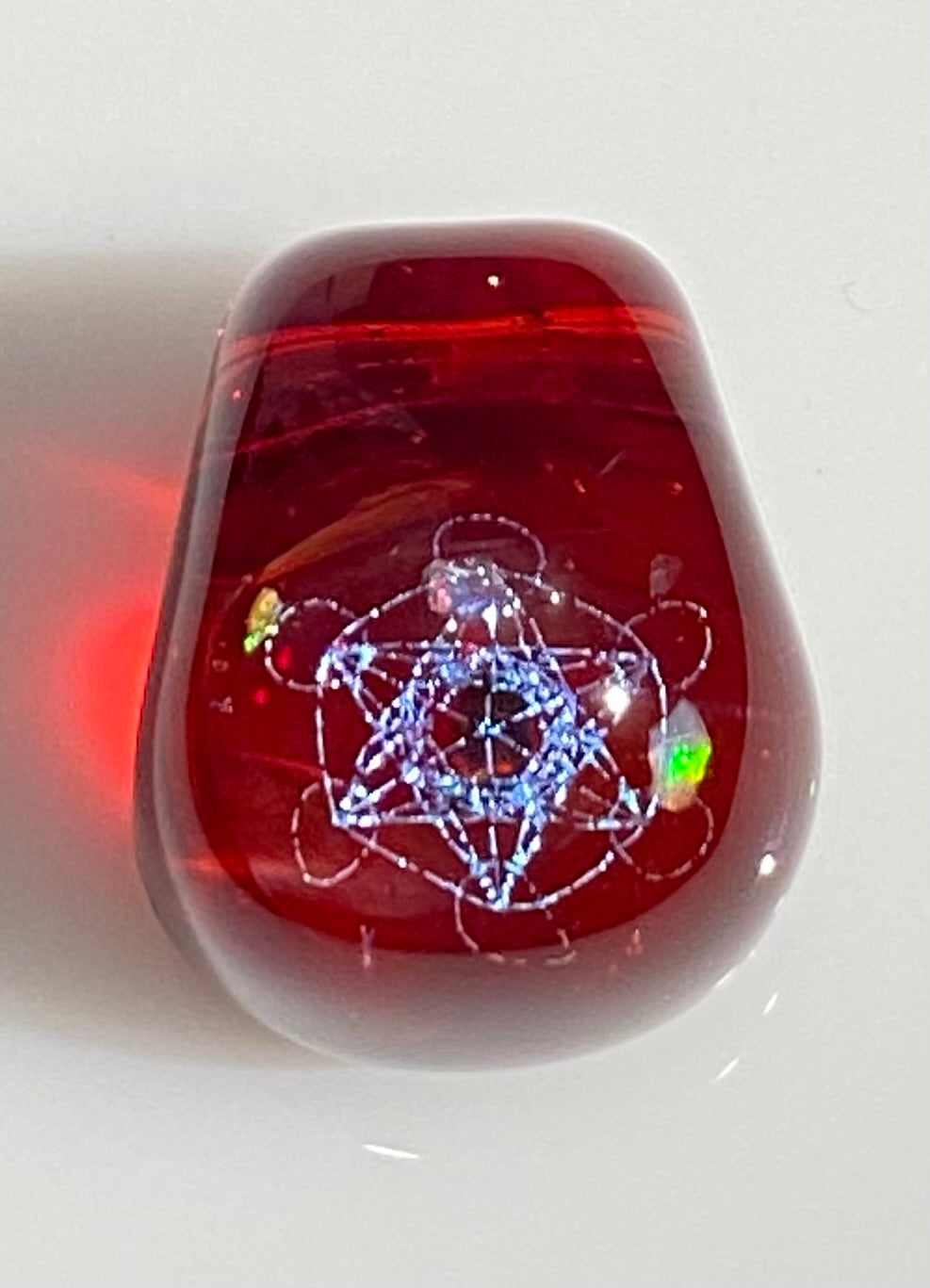 red glass sacred geometry pendant