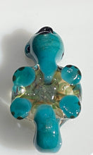 Load image into Gallery viewer, orange flower glass turtle pendant

